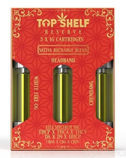 Top Shelf Hemp Sativa "Recharge" Blend Vape Cartridges (3-Pack)