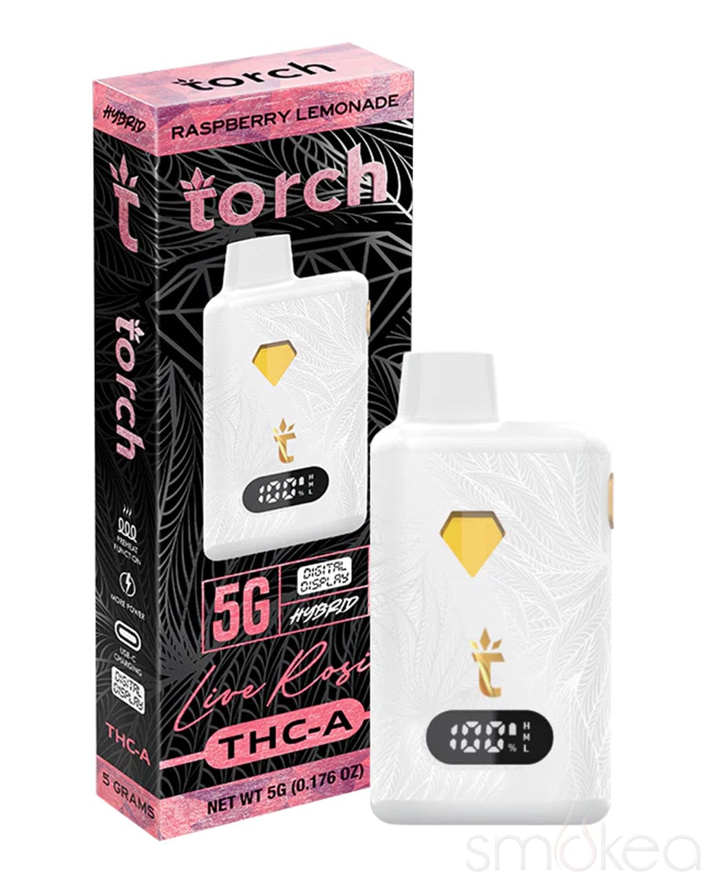 Torch 5g THCA Live Rosin Disposable Vape - Raspberry Lemonade Torch 5g THCA Live Rosin Disposable Vape - Raspberry Lemonade