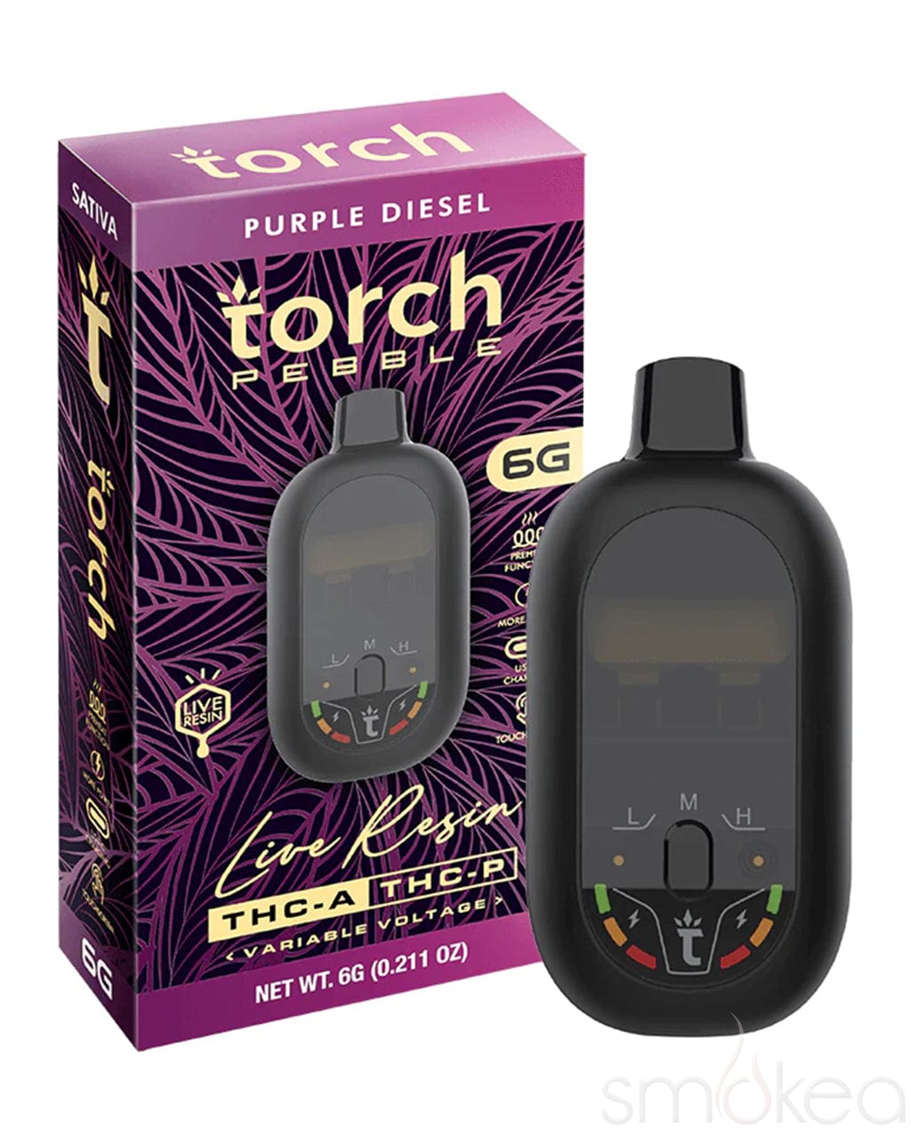 Torch 6g Pebble THCA Live Resin Blend Vape - Purple Diesel Torch 6g Pebble THCA Live Resin Blend Vape - Purple Diesel
