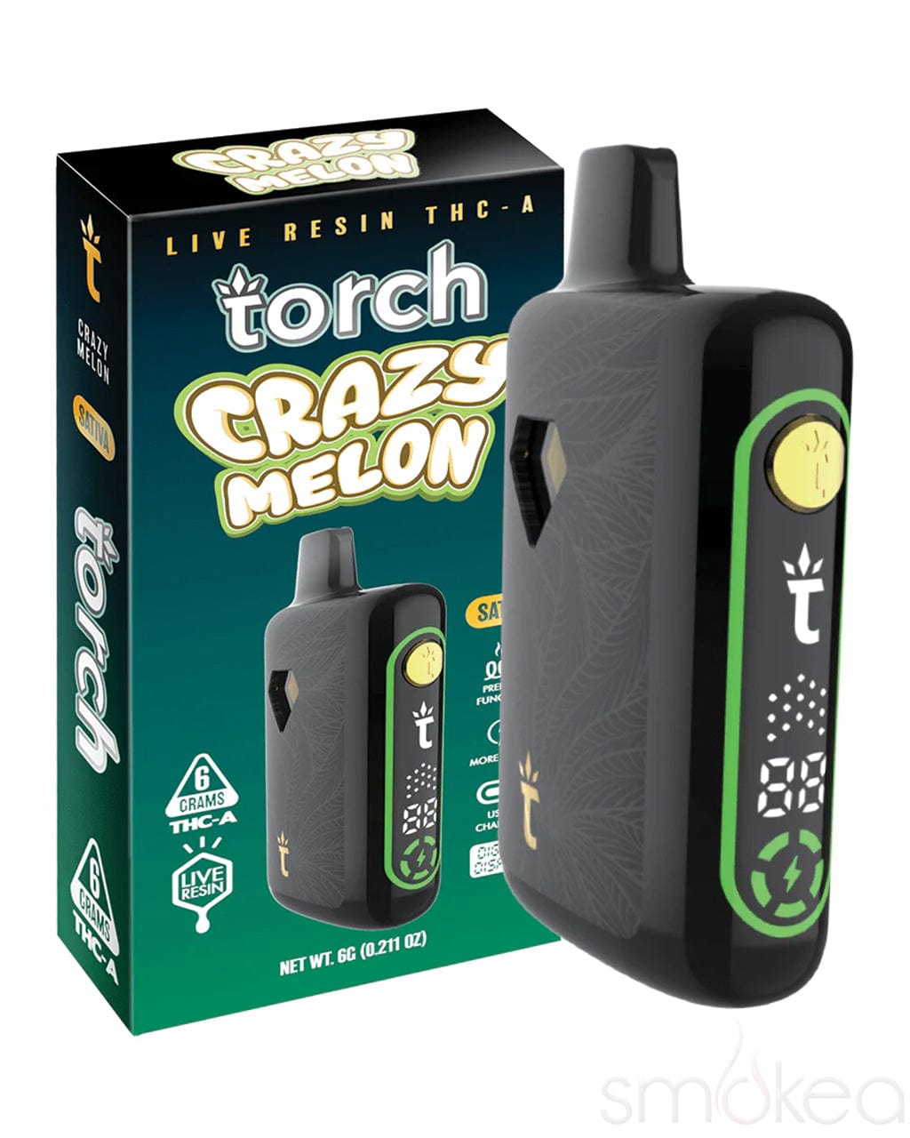 Torch 6g Pulse THCA Live Resin Blend Vape - Crazy Melon Torch 6g Pulse THCA Live Resin Blend Vape - Crazy Melon