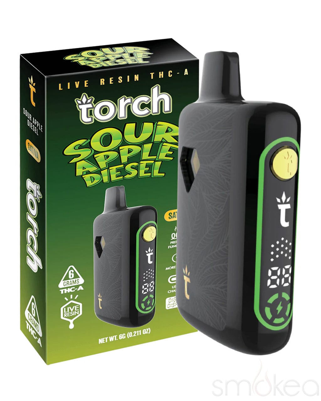 Torch 6g Pulse THCA Live Resin Blend Vape - Sour Apple Diesel Torch 6g Pulse THCA Live Resin Blend Vape - Sour Apple Diesel