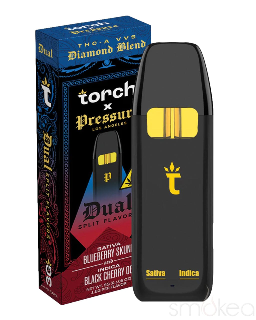 Torch x Pressure Dual THCA Diamond Blend Vape - Blueberry Skunk x Black Cherry OG