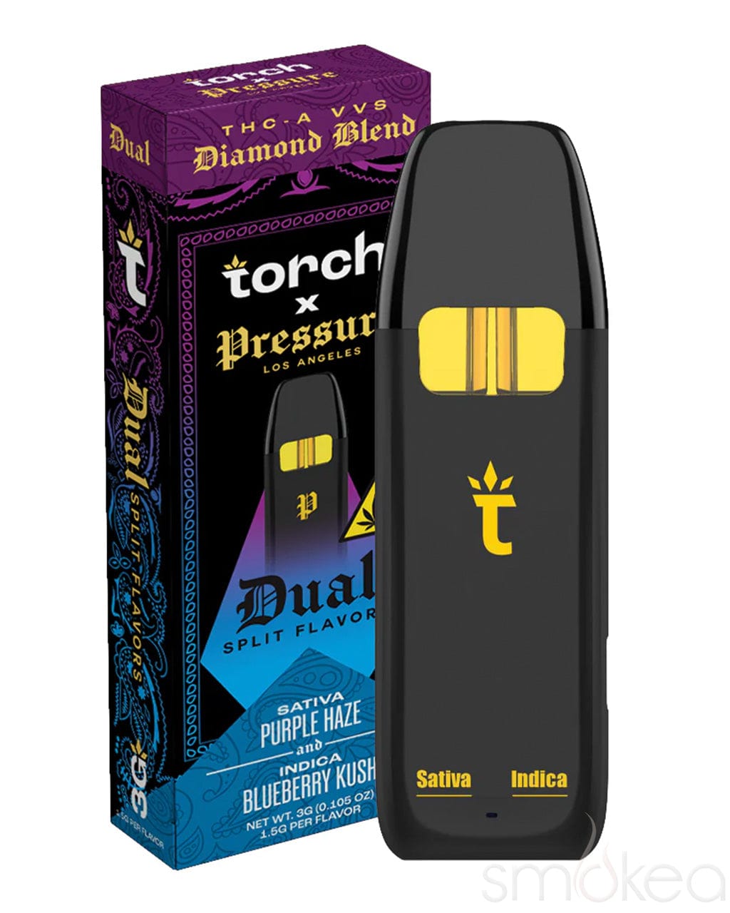 Torch x Pressure Dual THCA Diamond Blend Vape - Purple Haze x Blueberry Kush