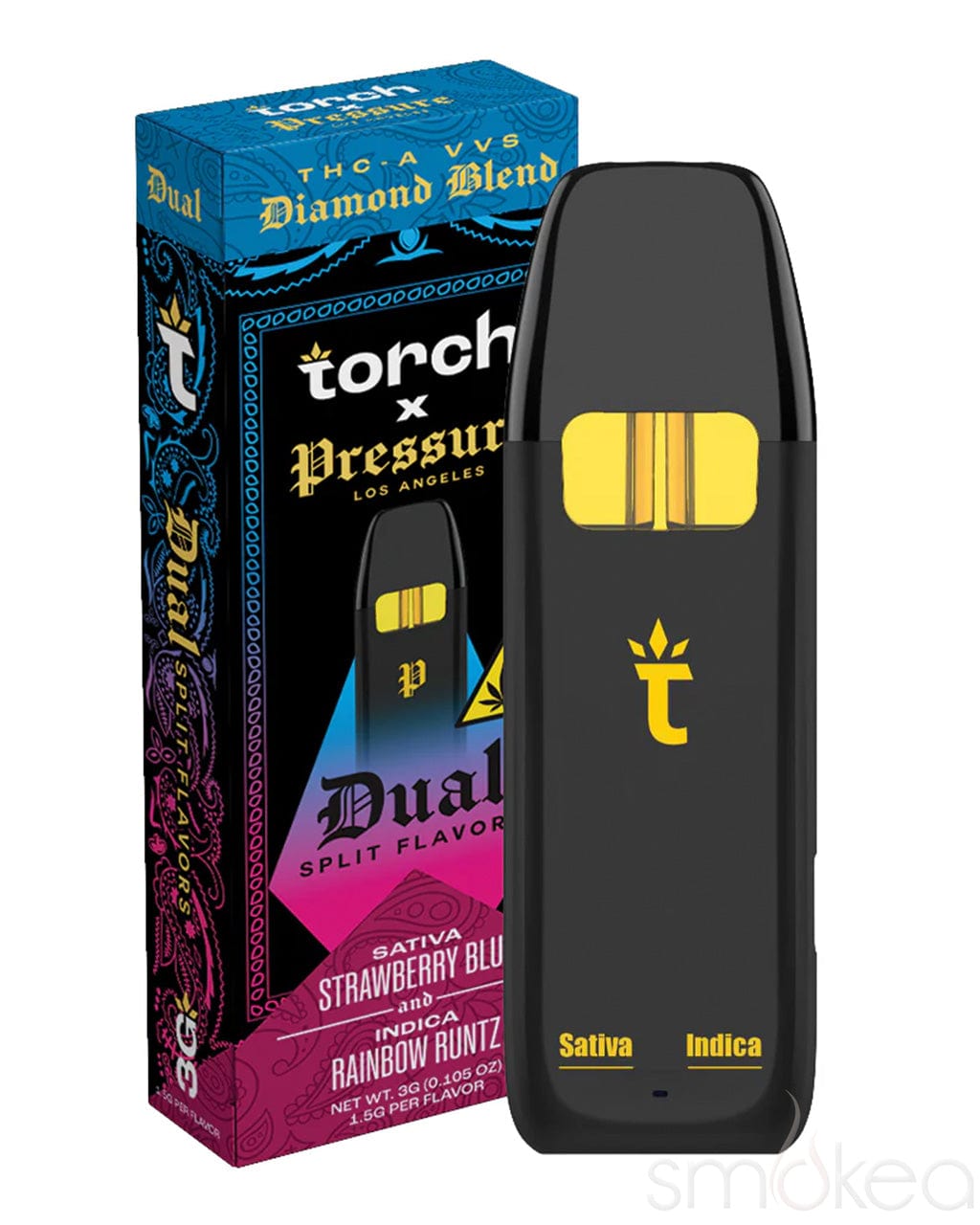 Torch x Pressure Dual THCA Diamond Blend Vape - Strawberry Blue x Rainbow Runtz