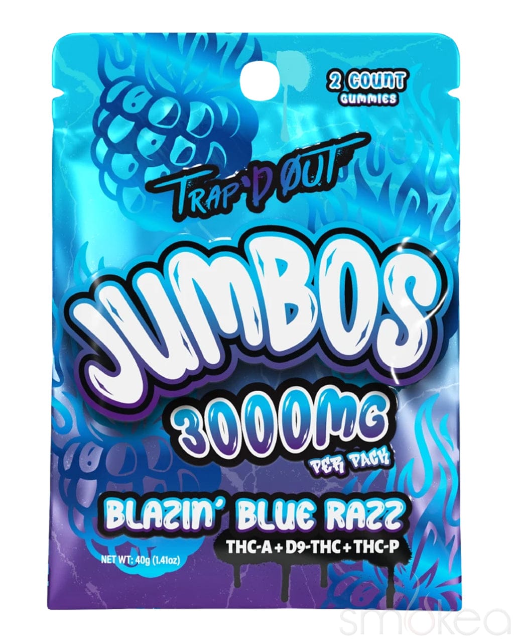 Trap'd Out 3000mg Jumbos THC Gummies - Blazin' Blue Razz