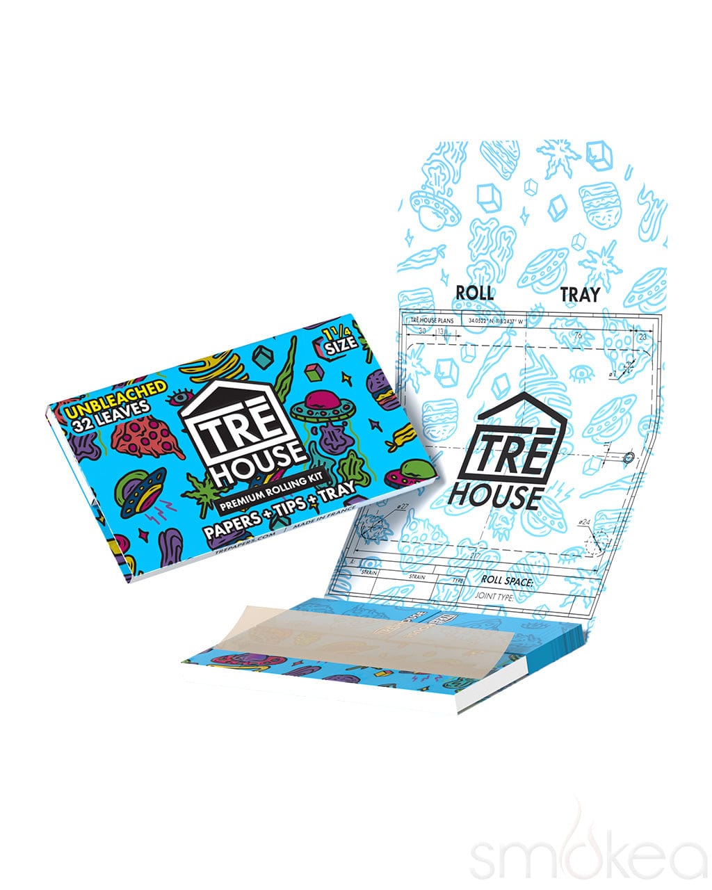 TRĒ House 1 1/4 Premium Unbleached Rolling Papers Kit