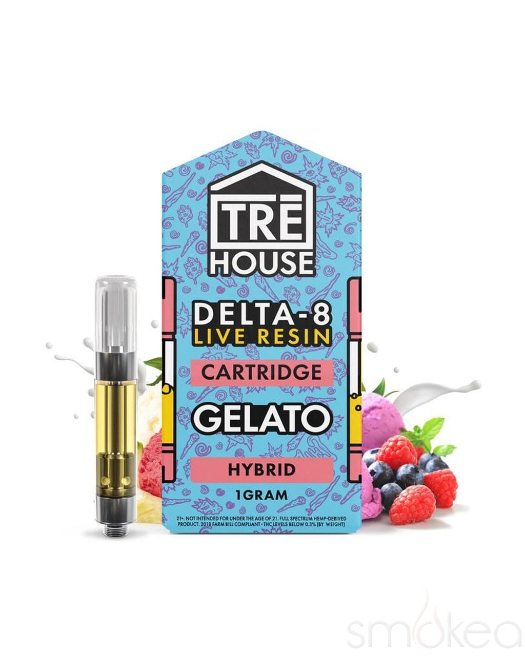 TRĒ House 1g Live Resin Delta 8 Cartridge - Gelato