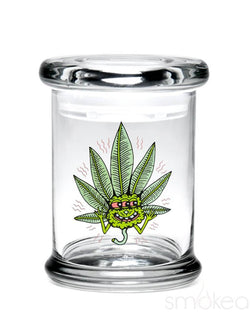 420 Science Glass Pop Top Storage Jar Medium / Happy Leaf