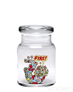 420 Science Glass Pop Top Storage Jar Small / Fire Bud