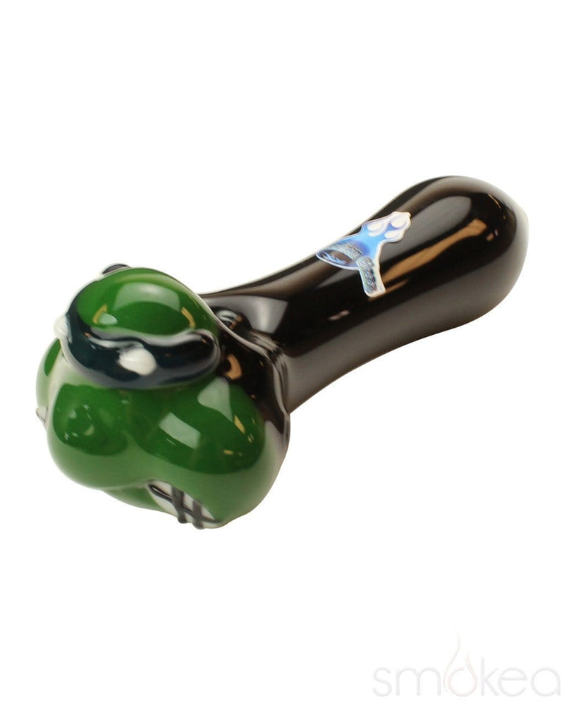 Chameleon Glass "Masked Turtles" Spoon Pipe Blue
