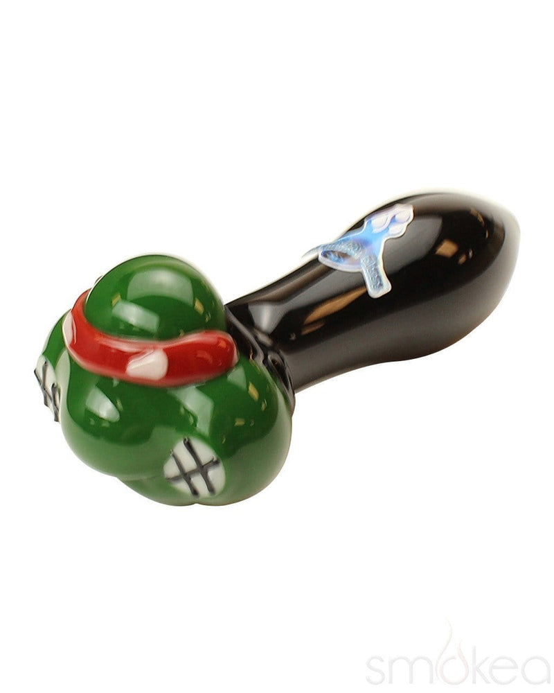 Chameleon Glass "Masked Turtles" Spoon Pipe Red