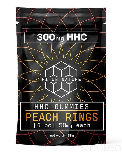 Hi On Nature 300mg HHC Peach Rings Gummies (6-Pack)
