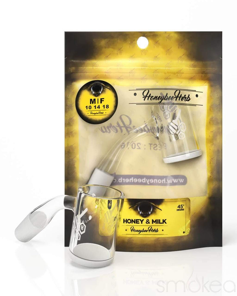 Honeybee Herb Yellow Line 45° Honey & Milk Quartz Banger