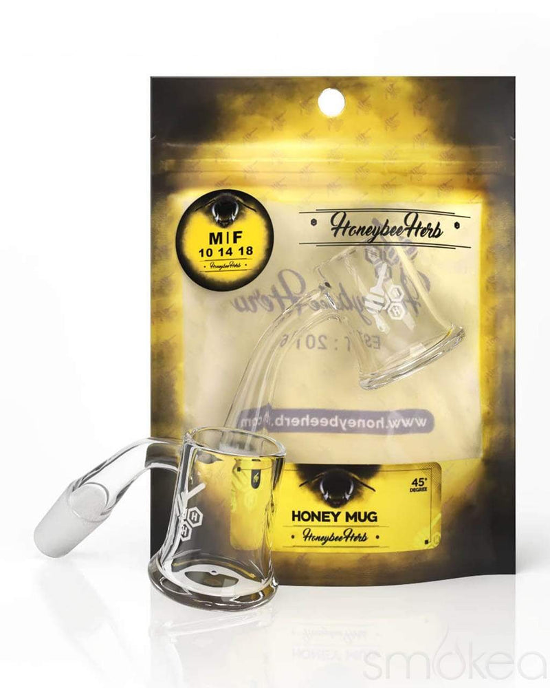 Honeybee Herb Yellow Line 45° Honey Mug Quartz Banger