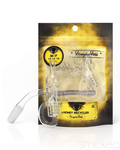 Honeybee Herb Yellow Line 45° Honey Recycler Quartz Banger