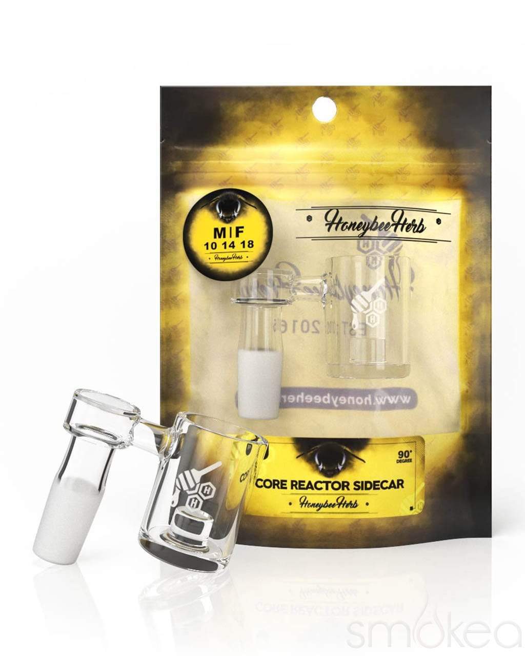 Honeybee Herb Yellow Line 90° Core Reactor Sidecar Quartz Banger