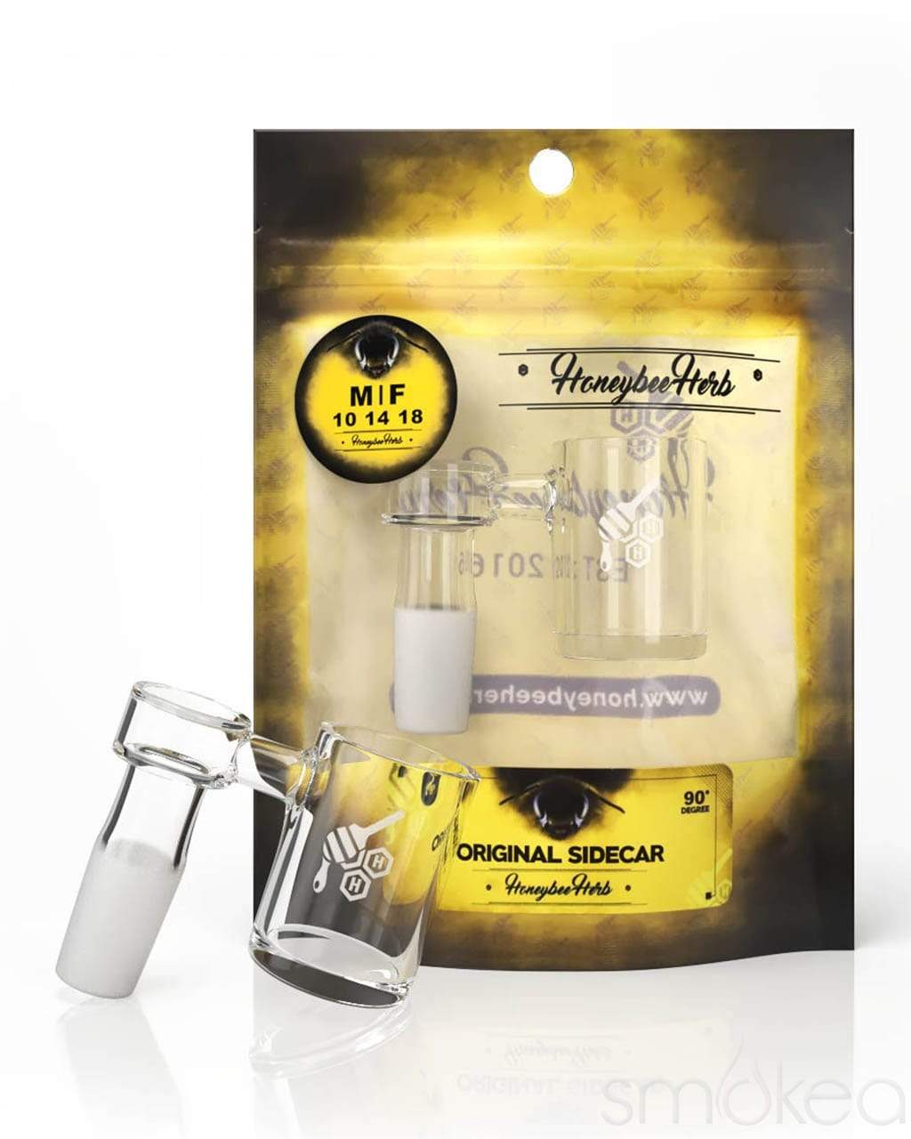 Honeybee Herb Yellow Line 90° Original Sidecar Quartz Banger