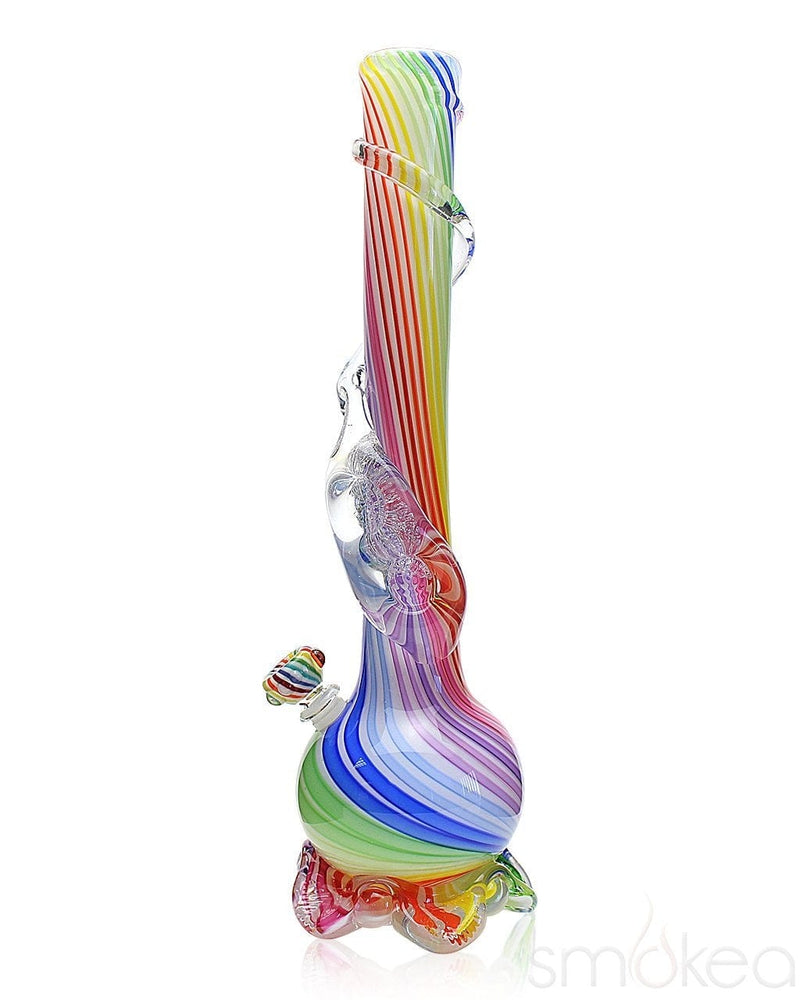 Noble Glass Medium Rainbow Cane Wrapped Soft Glass Bong - SMOKEA®
