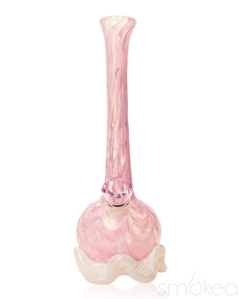 Noble Glass Small Standard Soft Glass Bong Pink/White