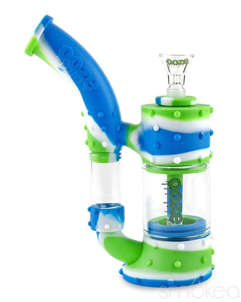 Ooze Stack Silicone Bubbler Bong & Dab Rig Blue/Green
