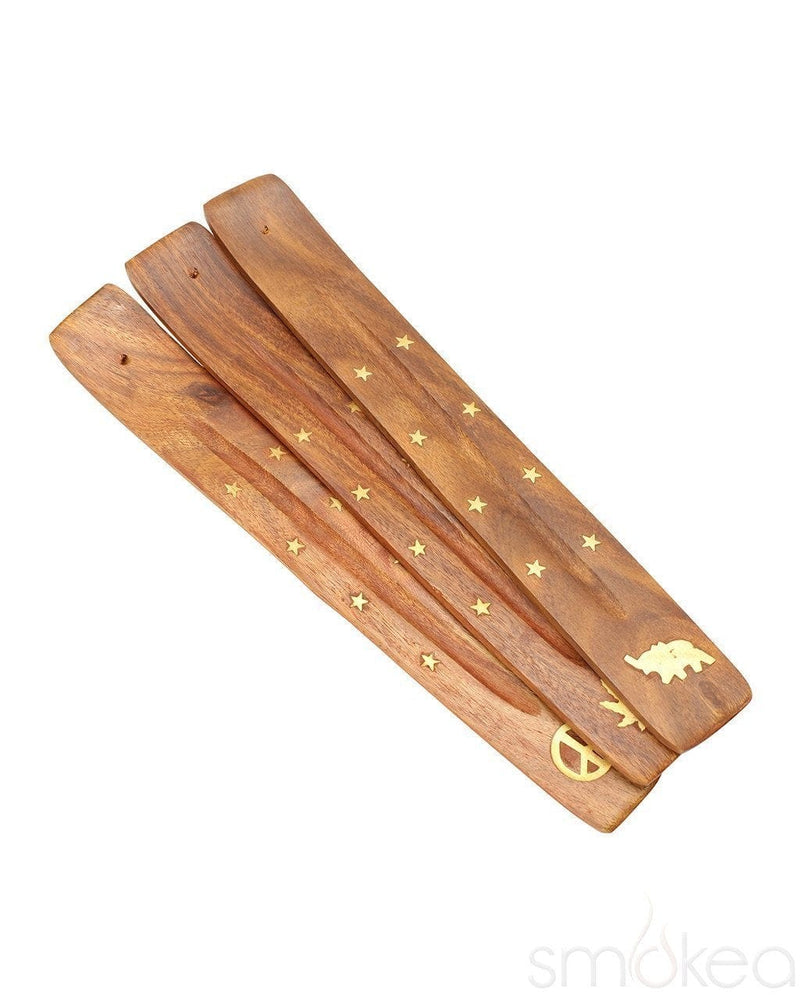 SMOKEA 10" Wooden Incense Burner w/ Brass Inlay - SMOKEA®