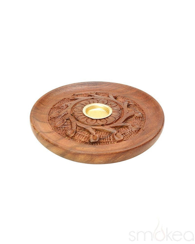 SMOKEA 4" Round Carved Wood Incense Burner - SMOKEA®