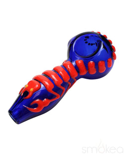 SMOKEA Glow in the Dark Scorpion Spoon Pipe Blue/Red