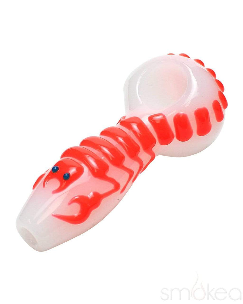 SMOKEA Glow in the Dark Scorpion Spoon Pipe White/Red