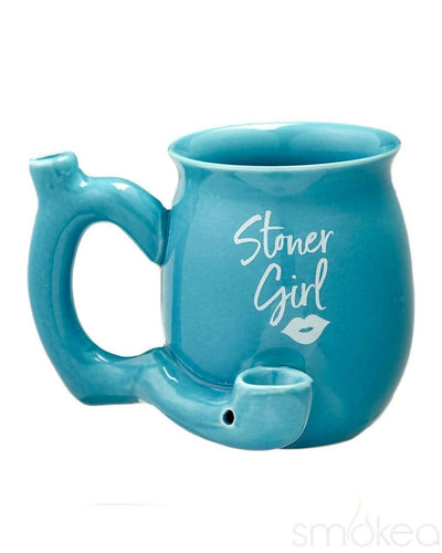 SMOKEA "Stoner Girl" Ceramic Coffee Mug Pipe Blue