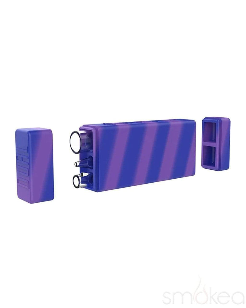 White Rhino Dual Silicone Container w/ Glass Straw & Chillum Blue/Purple
