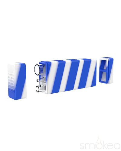 White Rhino Dual Silicone Container w/ Glass Straw & Chillum Blue/White